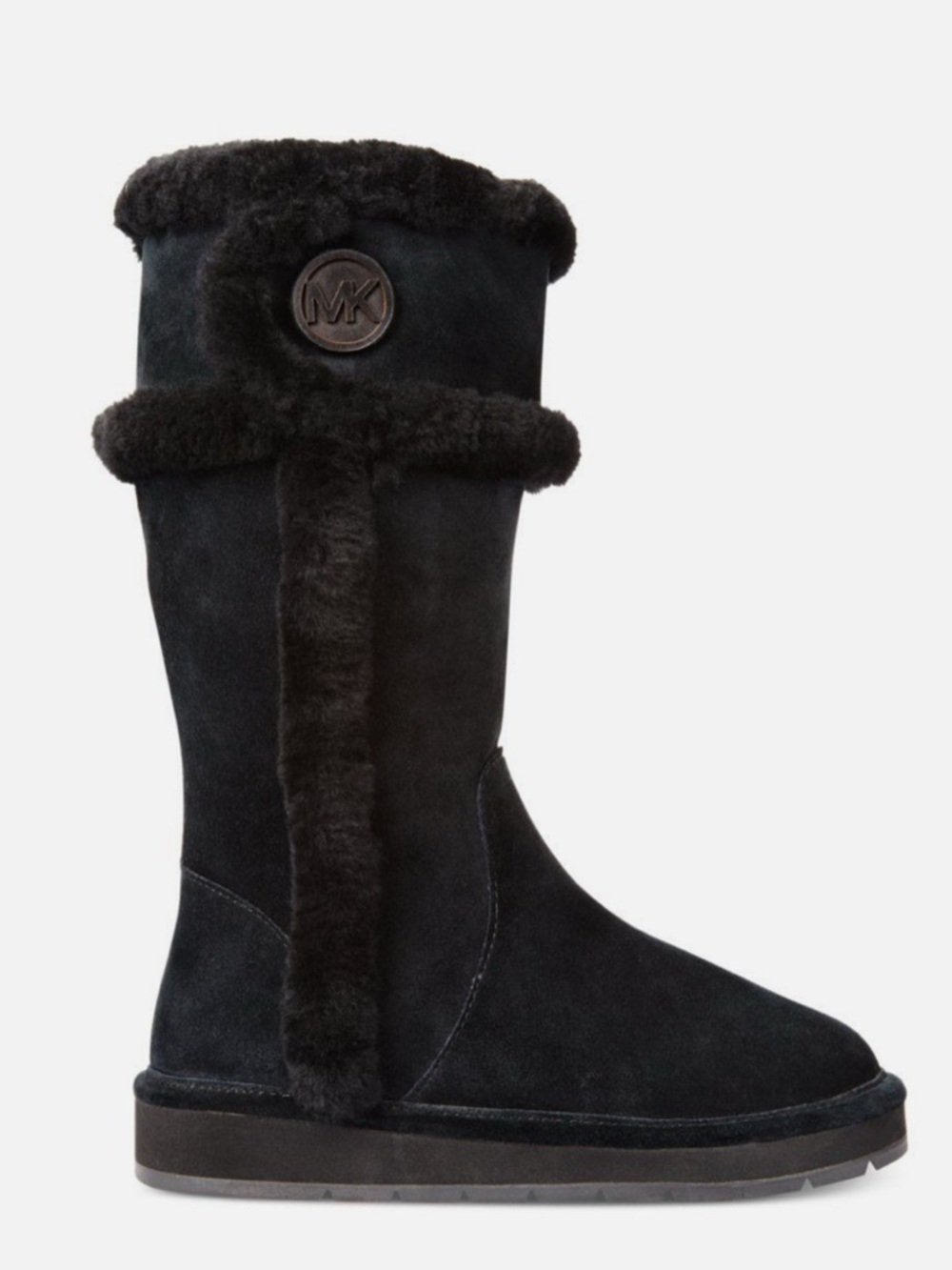Michael Kors Black Suede Shearling Mid-Calf Boot